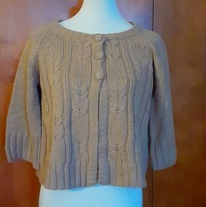 VERY SOFT, 3/4 sleeve Cableknit Cardigan Sweater